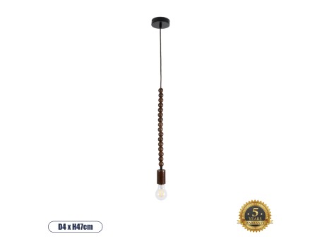 GLOBOSTAR® BEADS 00694 Vintage Κρεμαστό Φωτιστικό Οροφής με Ντουί 1 x E27 AC 220-240V IP20 - Καφέ - Μ4 x Π4 x Υ47cm