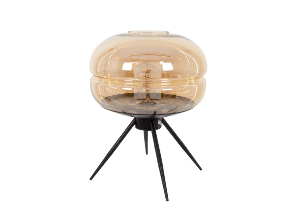 GLOBOSTAR® JAVAN 00737 Μοντέρνο Επιτραπέζιο Φωτιστικό Πορτατίφ με Ντουί 1 x E27 AC 220-240V IP20 - Μελί & Μαύρο - Μ30 x Π30 x Y19cm