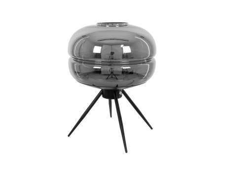 GLOBOSTAR® JAVAN 00738 Μοντέρνο Επιτραπέζιο Φωτιστικό Πορτατίφ με Ντουί 1 x E27 AC 220-240V IP20 - Μαύρο Φιμέ & Μαύρο - Μ30 x Π30 x Y19cm