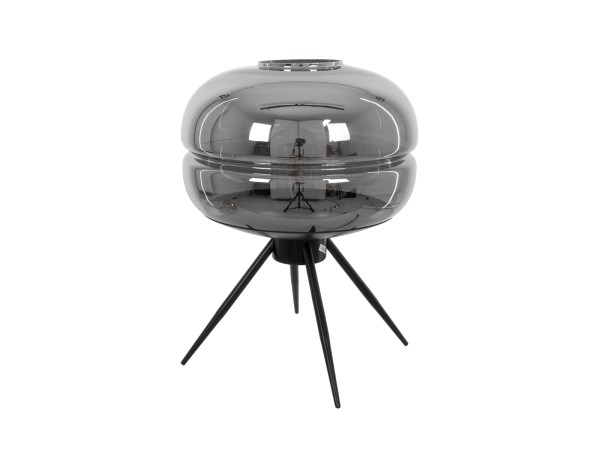 GLOBOSTAR® JAVAN 00738 Μοντέρνο Επιτραπέζιο Φωτιστικό Πορτατίφ με Ντουί 1 x E27 AC 220-240V IP20 - Μαύρο Φιμέ & Μαύρο - Μ30 x Π30 x Y19cm