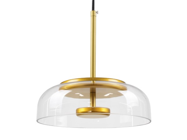 GLOBOSTAR® CHARLOTTE 00742 Μοντέρνο Κρεμαστό Φωτιστικό Οροφής LED 5W 500lm 180° AC 220-240V IP20 Θερμό Λευκό 2700K - Lumileds SMD Chip - Διάφανο & Χρυσό - Μ23 x Π23 x Υ23cm - 2 Χρόνια Εγγύηση