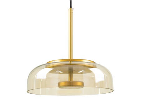 GLOBOSTAR® CHARLOTTE 00744 Μοντέρνο Κρεμαστό Φωτιστικό Οροφής LED 5W 500lm 180° AC 220-240V IP20 Θερμό Λευκό 2700K - Lumileds SMD Chip - Μελί & Χρυσό - Μ23 x Π23 x Υ23cm - 2 Χρόνια Εγγύηση