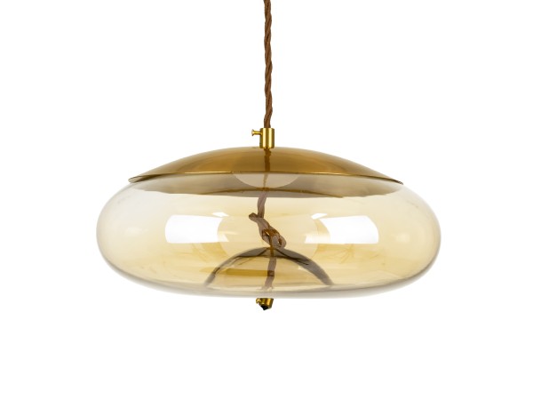 GLOBOSTAR® ΑΧΤΟΝ 00750 Μοντέρνο Κρεμαστό Φωτιστικό Οροφής LED 7W 500lm 180° AC 220-240V IP20 Θερμό Λευκό 2700K - Sanan SMD Chip - Μελί & Χρυσό - Μ30 x Π30 x Υ15cm - 2 Χρόνια Εγγύηση