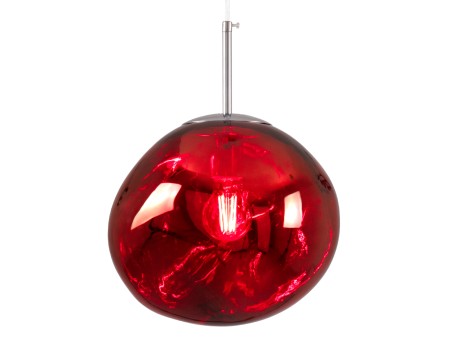 GLOBOSTAR® DIXAR 00762 Μοντέρνο Κρεμαστό Φωτιστικό Οροφής με Ντουί 1 x E27 AC 220-240V IP20 - Κόκκινο & Ασημί - Μ28 x Π28 x Υ40cm