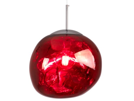 GLOBOSTAR® DIXAR 00763 Μοντέρνο Κρεμαστό Φωτιστικό Οροφής με Ντουί 1 x E27 AC 220-240V IP20 - Κόκκινο & Ασημί - Μ36 x Π36 x Υ45cm