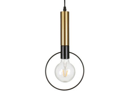 GLOBOSTAR® OLVERO 00772 Μοντέρνο Κρεμαστό Φωτιστικό Οροφής με Ντουί 1 x E27 AC 220-240V IP20 - Μαύρο & Χρυσό - Μ18 x Π4 x Y38cm