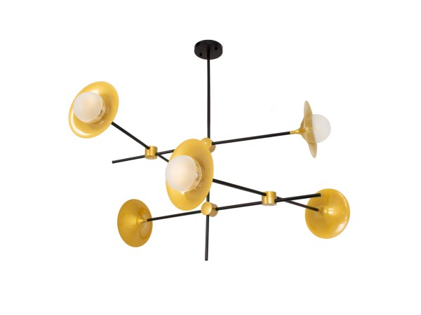 GLOBOSTAR® JOLIET 00780 Μοντέρνο Φωτιστικό Οροφής με Ντουί 6 x G9 AC 220-240V IP20 - Μαύρο & Χρυσό - Μ93 x Π93 x Υ87cm