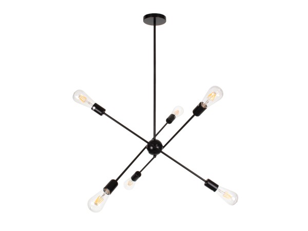 GLOBOSTAR® ZANE 00784 Μοντέρνο Φωτιστικό Οροφής με Ντουί 6 x E27 AC 220-240V IP20 - Μαύρο - Μ70 x Π70 x Υ100cm