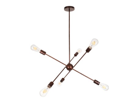 GLOBOSTAR® ZANE 00785 Μοντέρνο Φωτιστικό Οροφής με Ντουί 6 x E27 AC 220-240V IP20 - Χάλκινο - Μ70 x Π70 x Υ100cm