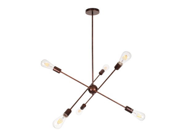 GLOBOSTAR® ZANE 00785 Μοντέρνο Φωτιστικό Οροφής με Ντουί 6 x E27 AC 220-240V IP20 - Χάλκινο - Μ70 x Π70 x Υ100cm