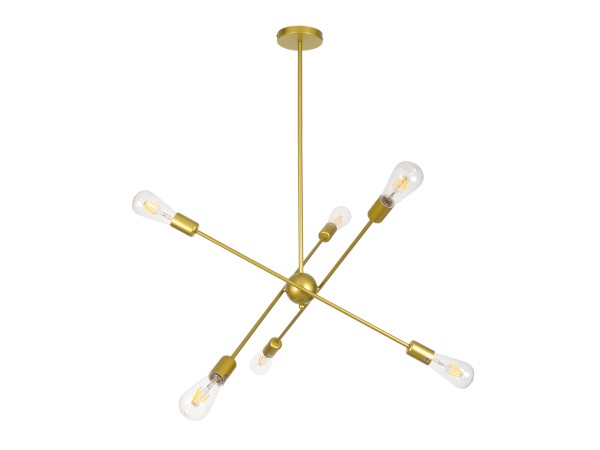 GLOBOSTAR® ZANE 00786 Μοντέρνο Φωτιστικό Οροφής με Ντουί 6 x E27 AC 220-240V IP20 - Χρυσό - Μ70 x Π70 x Υ100cm