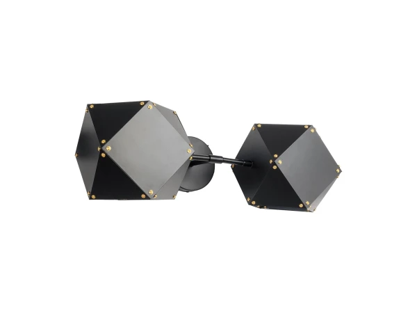 GLOBOSTAR® WELLES 00795 Μοντέρνο Φωτιστικό Τοίχου - Απλίκα με Ντουί 2 x E14 AC 220-240V IP20 - Μαύρο - Μ52 x Π21 x Υ17cm