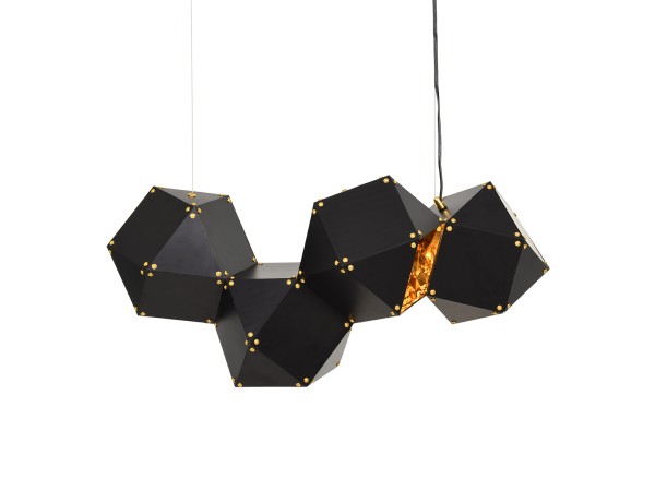 GLOBOSTAR® WELLES REPLICA 00796 Μοντέρνο Κρεμαστό Φωτιστικό Οροφής με Ντουί 4 x E14 AC 220-240V IP20 - Μαύρο & Χρυσό - Μ68 x Π32 x Υ30cm