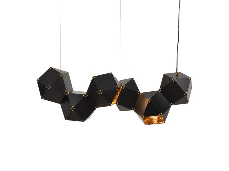 GLOBOSTAR® WELLES REPLICA 00797 Μοντέρνο Κρεμαστό Φωτιστικό Οροφής με Ντουί 6 x E14 AC 220-240V IP20 - Μαύρο & Χρυσό - Μ98 x Π32 x Υ30cm