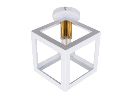 GLOBOSTAR® CUBE 00800 Μοντέρνο Φωτιστικό Οροφής με Ντουί 1 x E27 AC 220-240V IP20 - Λευκό & Χρυσό - Μ25 x Π25 x Υ25cm