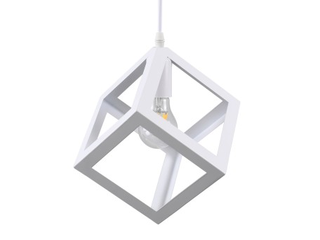GLOBOSTAR® CUBE 00802 Μοντέρνο Κρεμαστό Φωτιστικό Οροφής με Ντουί 1 x E27 AC 220-240V IP20 - Λευκό - Μ25 x Π25 x Υ25cm