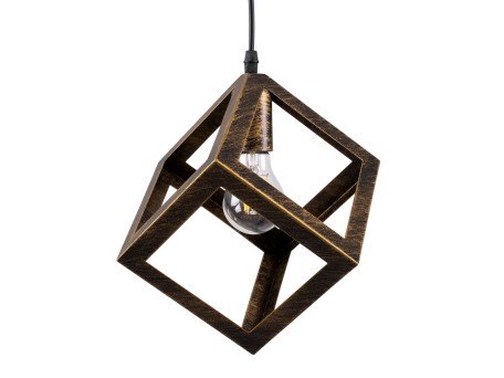 GLOBOSTAR® CUBE 00803 Μοντέρνο Κρεμαστό Φωτιστικό Οροφής με Ντουί 1 x E27 AC 220-240V IP20 - Χάλκινο Εφέ Σκουριάς - Μ25 x Π25 x Υ25cm