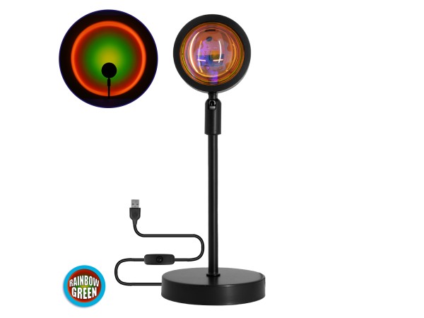 GloboStar® 00816 Επιτραπέζιο Φωτιστικό Πορτατίφ LED 12W 600lm 180° DC 5V IP20 Κίτρινο - Πράσινο - Κόκκινο - Πορτοκαλί RAINBOW EFFECT Μαύρο Μέταλλο με Διάφανο Πλαστικό - Μ10 x Π10 x Υ26.5cm - 2 Xρόνια Εγγύηση