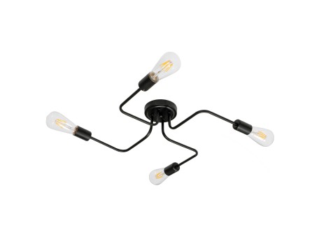 GLOBOSTAR® LIBERTA 00838 Vintage Φωτιστικό Οροφής με Ντουί 4 x E27 AC 220-240V IP20 - Μαύρο - Μ44.5 x Π44.5 x Υ12cm