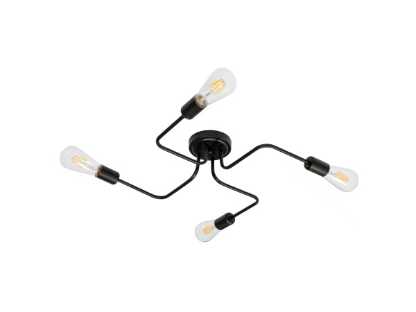 GLOBOSTAR® LIBERTA 00838 Vintage Φωτιστικό Οροφής με Ντουί 4 x E27 AC 220-240V IP20 - Μαύρο - Μ44.5 x Π44.5 x Υ12cm