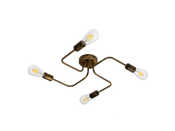 GLOBOSTAR® LIBERTA 00839 Μοντέρνο Φωτιστικό Οροφής με Ντουί 4 x E27 AC 220-240V IP20 - Χάλκινο - Μ44.5 x Π44.5 x Υ12cm