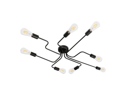 GLOBOSTAR® LIBERTA 00840 Μοντέρνο Φωτιστικό Οροφής με Ντουί 8 x E27 AC 220-240V IP20 - Μαύρο - Μ102 x Π72 x Υ10.5cm