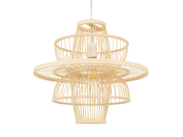 GLOBOSTAR® BALI 00861 Boho Κρεμαστό Φωτιστικό Οροφής με Ντουί 1 x E27 AC 220-240V IP20 - Μπεζ - Μ45 x Π45 x Υ42.5cm