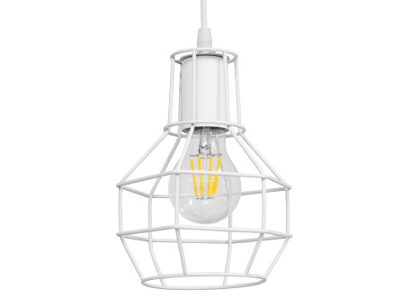 GLOBOSTAR® CAGE 00867 Vintage Κρεμαστό Φωτιστικό Οροφής με Ντουί 1 x E27 AC 220-240V IP20 - Λευκό - Μ15 x Π15 x Υ22cm
