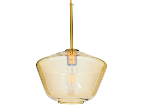 GLOBOSTAR® AMARIS 00870 Μοντέρνο Κρεμαστό Φωτιστικό Οροφής με Ντουί 1 x E27 AC 220-240V IP20 - Χρυσό Πλατίνα & Μελί - Μ30 x Π30 x Y22cm