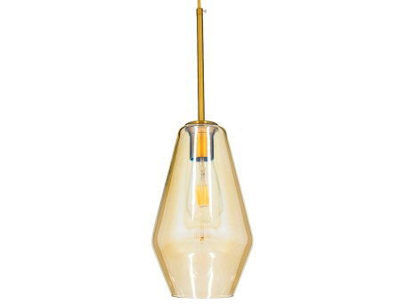 GLOBOSTAR® AMARIS 00871 Μοντέρνο Κρεμαστό Φωτιστικό Οροφής με Ντουί 1 x E27 AC 220-240V IP20 - Χρυσό Πλατίνα & Μελί - Μ17 x Π17 x Υ30cm