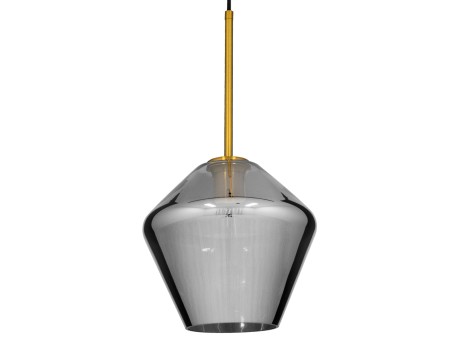 GLOBOSTAR® AMARIS 00872 Μοντέρνο Κρεμαστό Φωτιστικό Οροφής με Ντουί 1 x E27 AC 220-240V IP20 - Χρυσό Πλατίνα & Μαύρο Φιμέ - Μ22 x Π22 x Y22cm