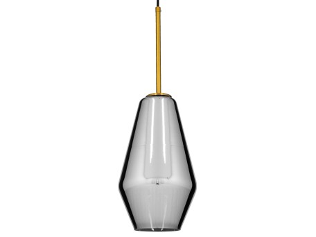 GLOBOSTAR® AMARIS 00874 Μοντέρνο Κρεμαστό Φωτιστικό Οροφής με Ντουί 1 x E27 AC 220-240V IP20 - Χρυσό Πλατίνα & Μαύρο Φιμέ - Μ17 x Π17 x Υ30cm