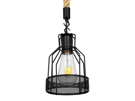 GLOBOSTAR® MASON 00881 Vintage Κρεμαστό Φωτιστικό Οροφής με Ντουί 1 x E27 AC 220-240V IP20 - Μαύρο & Μπεζ - Μ15 x Π15 x Υ24cm