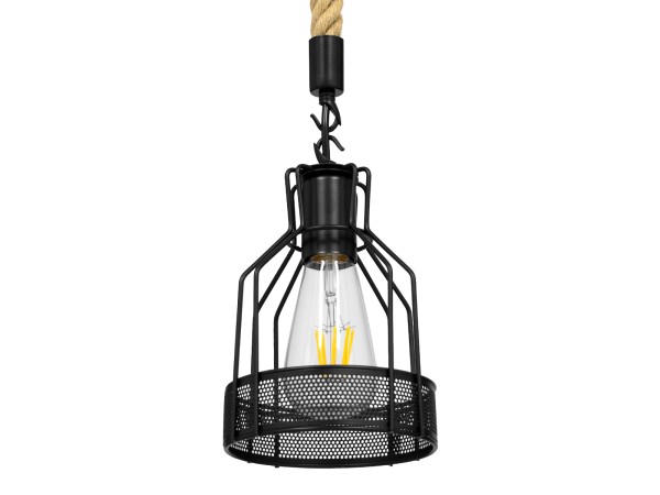 GLOBOSTAR® MASON 00881 Vintage Κρεμαστό Φωτιστικό Οροφής με Ντουί 1 x E27 AC 220-240V IP20 - Μαύρο & Μπεζ - Μ15 x Π15 x Υ24cm