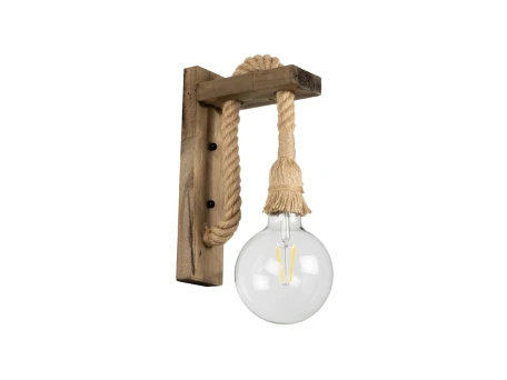 GLOBOSTAR® KENSI 00883 Boho Φωτιστικό Τοίχου - Απλίκα με Ντουί 1 x E27 AC 220-240V IP20 - Καφέ & Μπεζ - Μ7 x Π18 x Υ30cm