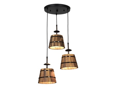 GLOBOSTAR® CEBU 00888 Vintage Κρεμαστό Φωτιστικό Οροφής με Ντουί 3 x E27 AC 220-240V IP20 - Καφέ & Μαύρο - Μ40 x Π40 x Y210cm