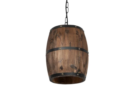 GLOBOSTAR® BARREL 00890 Vintage Κρεμαστό Φωτιστικό Οροφής με Ντουί 1 x E27 AC 220-240V IP20 - Kαφέ - Μ24 x Π24 x Υ29cm