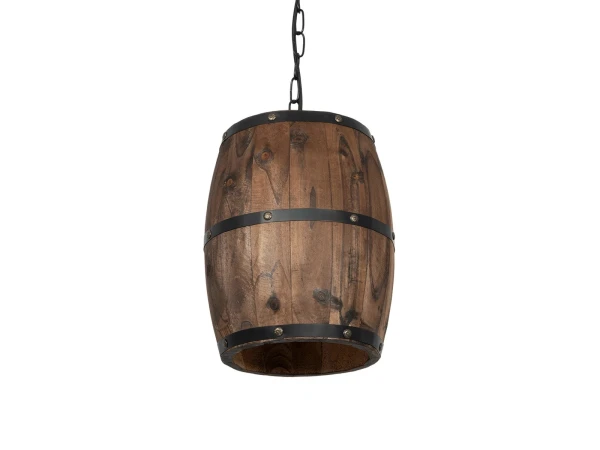 GLOBOSTAR® BARREL 00890 Vintage Κρεμαστό Φωτιστικό Οροφής με Ντουί 1 x E27 AC 220-240V IP20 - Kαφέ - Μ24 x Π24 x Υ29cm