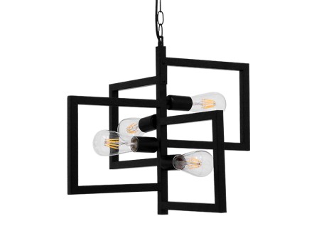 GLOBOSTAR® LOOP 00904 Μοντέρνο Κρεμαστό Φωτιστικό Οροφής με Ντουί 4 x E27 AC 220-240V IP20 - Μαύρο - Μ52 x Π52 x Υ42cm