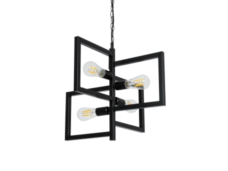 GLOBOSTAR® LOOP 00904 Μοντέρνο Κρεμαστό Φωτιστικό Οροφής με Ντουί 4 x E27 AC 220-240V IP20 - Μαύρο - Μ52 x Π52 x Υ45cm