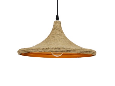 GLOBOSTAR® SHANGHAI ROPE 00917 Boho Κρεμαστό Φωτιστικό Οροφής με Ντουί 1 x E27 AC 220-240V IP20 - Μπεζ - Μ37 x Π37 x Υ20cm