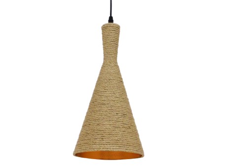 GLOBOSTAR® SHANGHAI 00918 Boho Κρεμαστό Φωτιστικό Οροφής με Ντουί 1 x E27 AC 220-240V IP20 - Μπεζ & Χρυσό - Μ19 x Π19 x Υ38cm