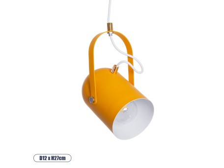 GLOBOSTAR® HAZEL 00926 Μοντέρνο Κρεμαστό Φωτιστικό Οροφής με Ντουί 1 x E27 AC 220-240V IP20 - Πορτοκαλί & Χρυσό - Μ12 x Π12 x Υ27cm