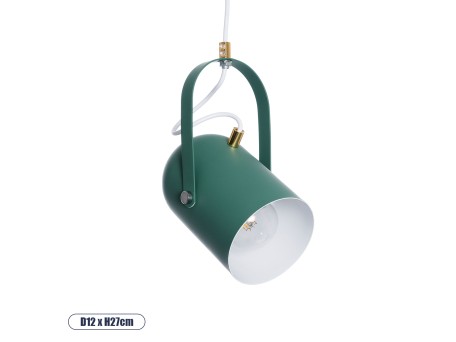 GLOBOSTAR® HAZEL 00928 Μοντέρνο Κρεμαστό Φωτιστικό Οροφής με Ντουί 1 x E27 AC 220-240V IP20 - Πράσινο & Χρυσό - Μ12 x Π12 x Υ27cm