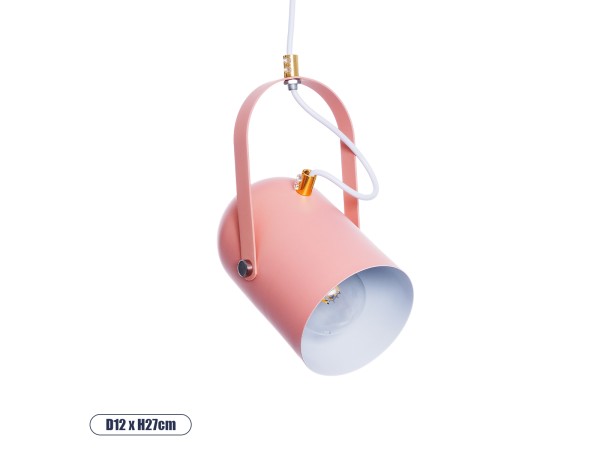 GLOBOSTAR® HAZEL 00929 Μοντέρνο Κρεμαστό Φωτιστικό Οροφής με Ντουί 1 x E27 AC 220-240V IP20 - Ροζ & Χρυσό - Μ12 x Π12 x Υ27cm