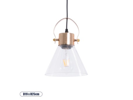 GLOBOSTAR® JAVER 00935 Vintage Κρεμαστό Φωτιστικό Οροφής με Ντουί 1 x E27 AC 220-240V IP20 - Διάφανο & Ροζ Χρυσό - Μ19 x Π19 x Υ25cm