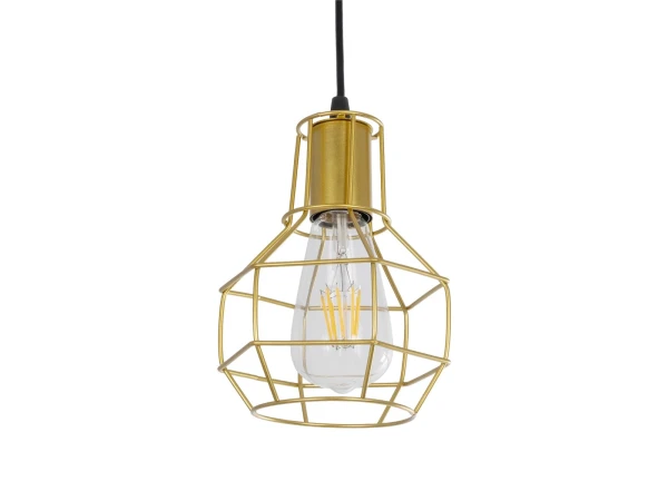 GLOBOSTAR® CAGE 00950 Vintage Κρεμαστό Φωτιστικό Οροφής με Ντουί 1 x E27 AC 220-240V IP20 - Χρυσό - Μ15 x Π15 x Y21cm