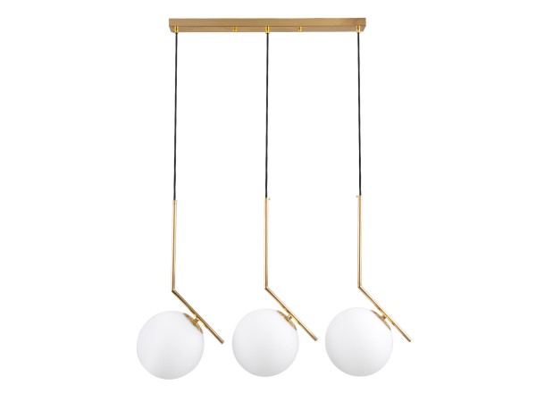 GLOBOSTAR® MONROE 00955 Μοντέρνο Κρεμαστό Φωτιστικό Οροφής με Ντουί 3 x E27 AC 220-240V IP20 - Χρυσό & Λευκό - Μ74 x Π25 x Υ50cm