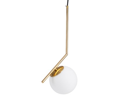 GLOBOSTAR® MONROE 00958 Μοντέρνο Κρεμαστό Φωτιστικό Οροφής με Ντουί 1 x E27 AC 220-240V IP20 - Χρυσό Πλατίνα & Λευκό - Μ15 x Π15 x Υ49cm