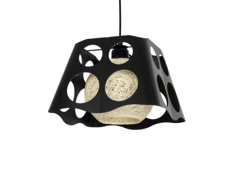 GLOBOSTAR® CARTER 00962 Μοντέρνο Κρεμαστό Φωτιστικό Οροφής με Ντουί 1 x E27 AC 220-240V IP20 - Μαύρο & Μπεζ - Μ28 x Π28 x Υ22cm